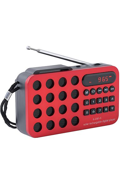 Choice Red Mini Portable Pocket FM Radio Solar Charging Wireless Speakers Support USB TF Card Play Bluetoot