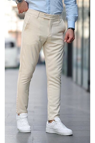 LUMAST Erkek Slim Fit Likralı Basic Oldmoney Düğme Detay Bilek Kumaş  Pantolon