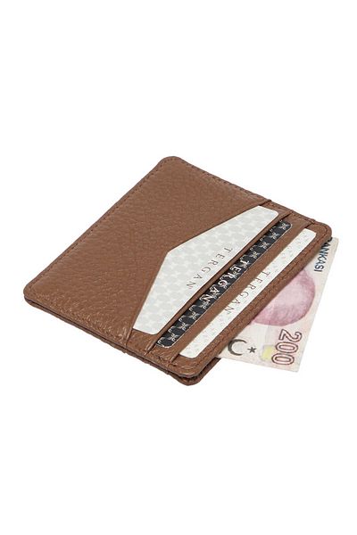Tergan Brown Genuine Leather Unisex Credit Card Holder - S1Kk 00001665 -S8G