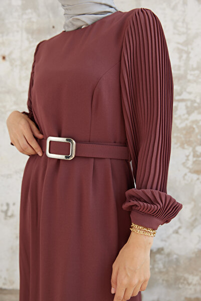 VAVİNOR Φόρεμα Πλισέ με Μανίκια - Αποξηραμένο τριαντάφυλλο