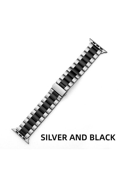 Choice S10-46 45 44 42 49mm 6 silver and black stainless steel strap for apple watch band 38/42mm 41mm 40/4