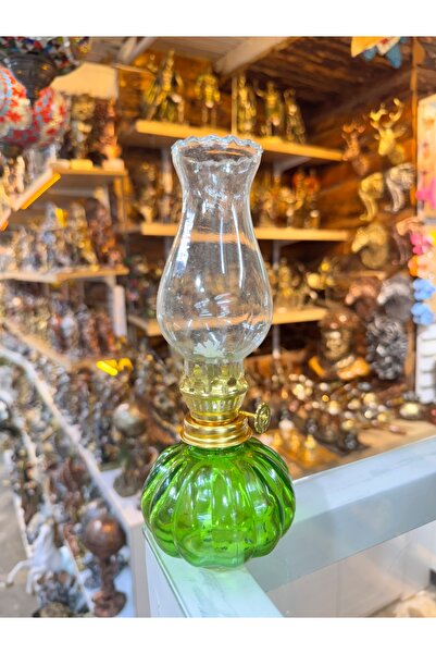 ATÖLYE SAİT Nostaljik Yeşil Camlı Gaz Lambası – Dekoratif Antika Görünümlü