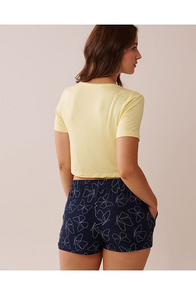 La Vie en Rose Butterfly Print Soft Jersey Crop T-shirt