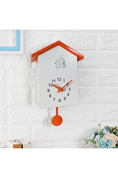 Choice Orange White 20x25cm Cuckoo Quartz Wall Clock Modern Bird Home Living Room Hanging Watch Horologe Cl