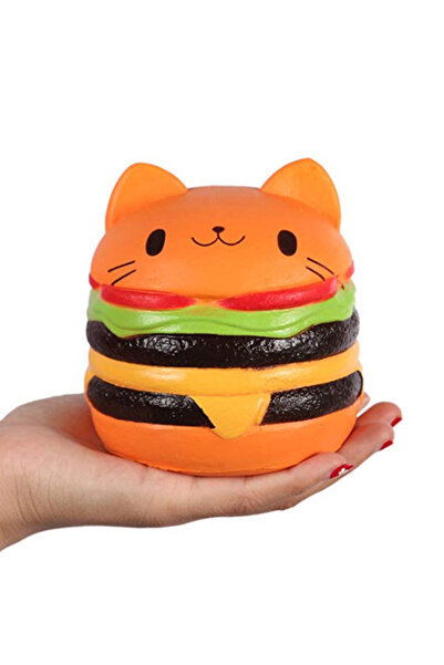 Choice لعبة برجر وجه قطة برتقالية جامبو، خبز مقلد ناعم برائحة البولي يوريثان، لعبة ضغط بطيئة الارتفاع لتخفيف التوتر