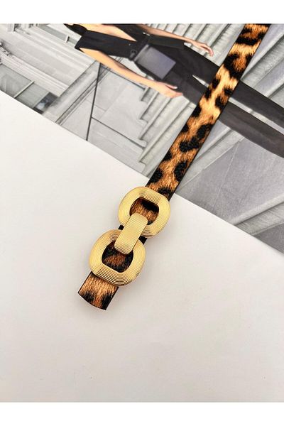 MODAM HİFA Cureaua de damă cu cataramă aurie leopard Pantaloni Curea Rochie Curea Cămașă Curea Jachetă