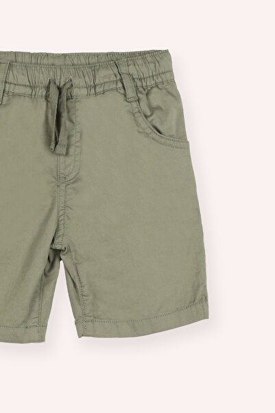 Panço Erkek Bebek Beli Lastikli Kordon Detaylı Haki Şort