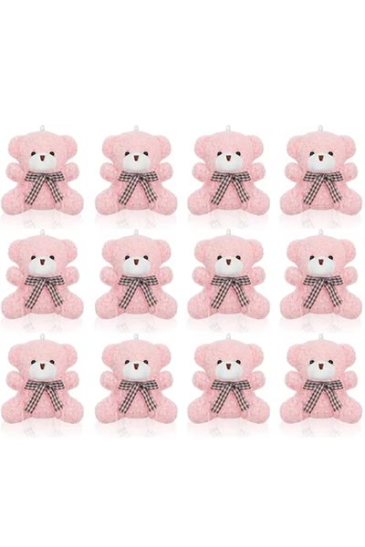 Choice 12PCS Pink 12pcs Bear Baby Shower Favors For Guest Mini Toy Bear Keychains Thank You Tags Organza Ba