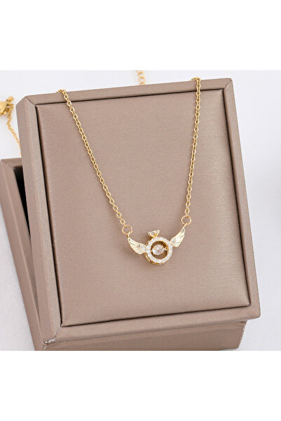 Choice قلادات ذهبية عيار 8031 على شكل قلب نابض حلو للنساء، مصنوعة من الفولاذ ...