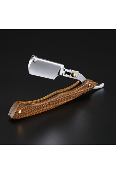 Choice1 ماكينة حلاقة مستقيمة للرجال بمقبض من الخشب الطبيعي وشفرات ذات حافة مز...