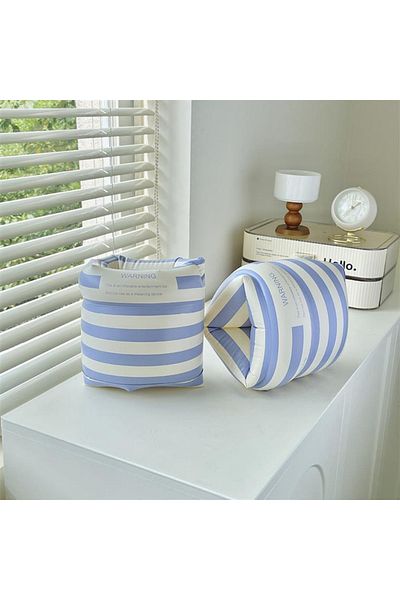 Choice Blue stripe 1 pair  Cartoon printing Swimming Arm Floaties， Inflatable Swim Arm Bands Floater Sleeve