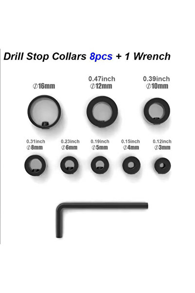 Choice1 9pcs set Drill Stoper Collar Set Stop Bit Ring Shaft Limit Metric Lk ...