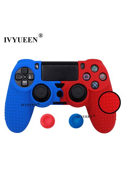 Choice Blue Red IVYUEEN Anti-slip Silicone Cover Skin Case for Sony PlayStation Dualshock 4 PS4 DS4 Pro Sli