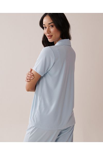 La Vie en Rose Ribbed Modal Button-down Shirt