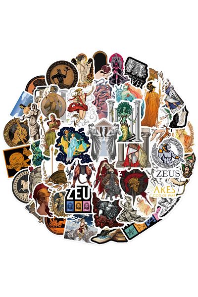 Choice Greek-50pcs Greek Mythology Stickers for Teen Laptop, 50pcs Retro Aesthetics Waterproof Vinyl Decal
