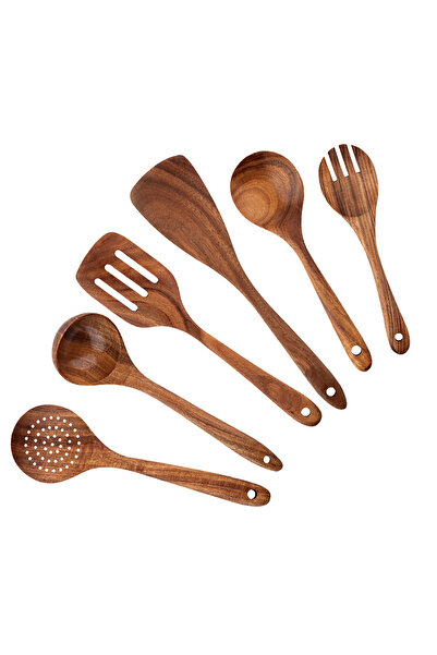 Choice 6Pcs Wood Kitchenware Cooking Set Household Spatula Spoon Set Salad Spoon Fork Stirring Spoon Kitche