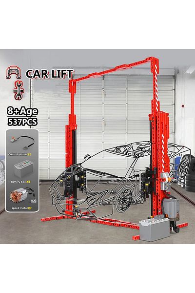 Choice Car Lift Model 537PCS MOC 3054 Double Column Electric Car Lift Model 1:8 HighTech Maintenance Parkin
