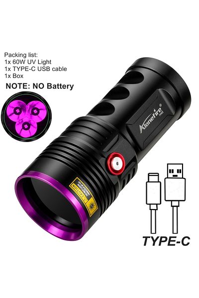 Choice 18650 Black 60w No Battery 60w High Power Uv Flashlight Black Light Cat Dog Urine Stain Tinea Ore Mo