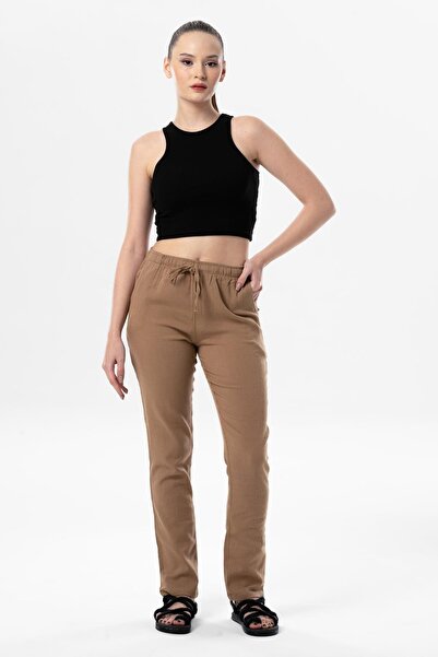 Eliş Şile Bezi Şile Cloth Double Pocket Unisex Summer Trousers Mink Vzn