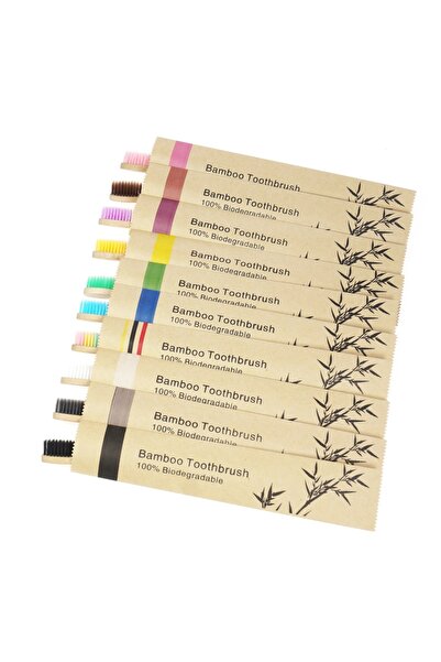 Choice4 10 قطع من فرشاة أسنان الأطفال المصنوعة من الخيزران بألوان متنوعة وشعي...