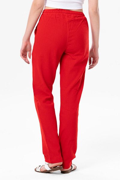 Eliş Şile Bezi Şile Cloth Double Pocket Unisex Summer Trousers Red Red