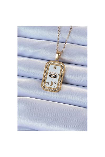 Skygo 316L Steel Chain - Gold Colored Zircon Stone Tarot Necklace - Tj-Bko9215