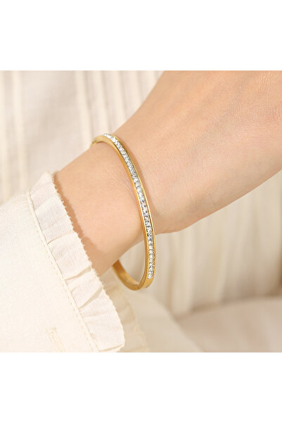 Choice سوار من الفولاذ المقاوم للصدأ المقاوم للماء من زاكول باللون الذهبي للن...