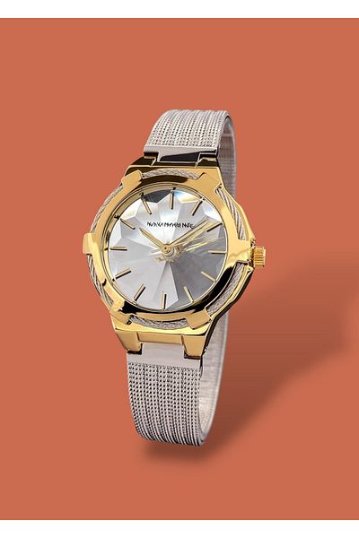 Navimarine 2 Years Warranty Waterproof 36mm Steel Mesh Cord Women's Wristwatch