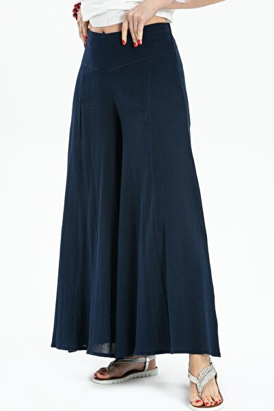 Eliş Şile Bezi Széles szárú nyári nadrág - Şile Bezi sötétkék LCVT