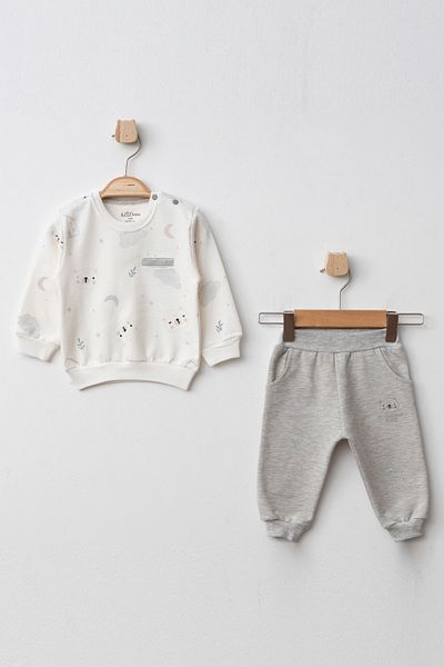Aziz Bebe Baby Boy Patterned Sweatshirt Pants 2-Piece Bottom Top Baby Set 3 Months - 36 Months