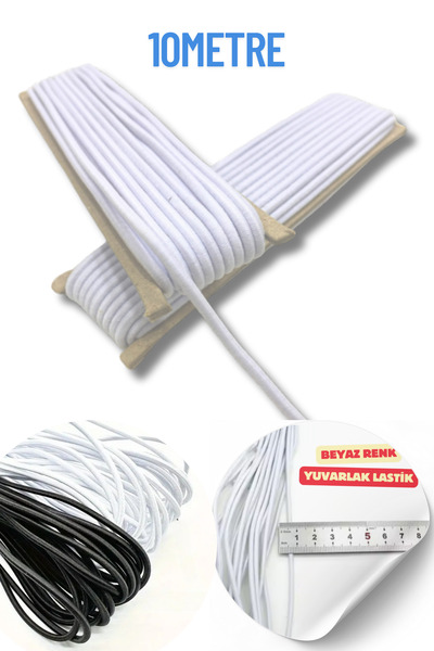 Kardelux Beyaz 10 Metre Yuvarlak Lastik Bel Paça Lastiği Lateks - Bel Paça Don Lastiği