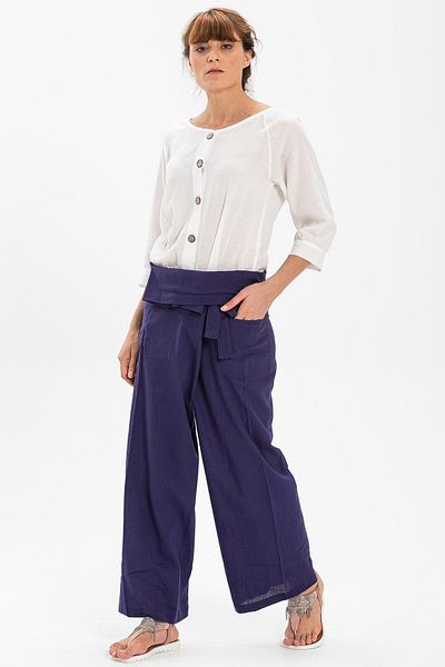 Eliş Şile Bezi Purple Purple Women's Thai Fisherman's Summer Pants and Şile Cloth