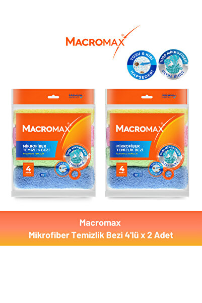 MACRO MAX Mikrofiber Temizlik Bezi 4'lü x 2 Adet