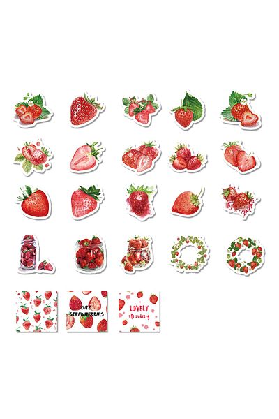 Choice A Etori Life 46pcs Cute, Creative, Fresh Fruit Strawberries Exquisite Patterns Student DIY Laptops,.