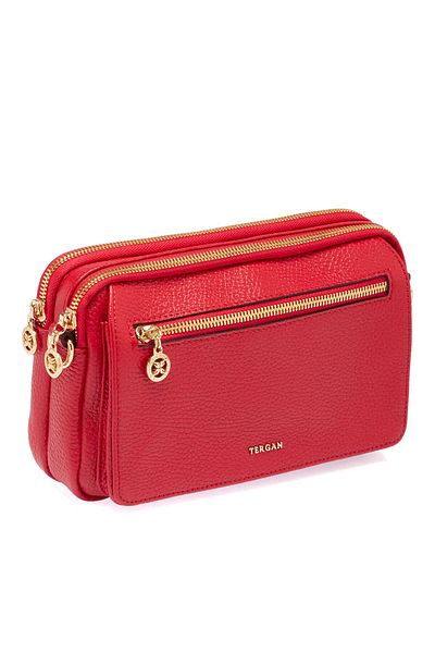 Tergan Red Genuine Leather Women's Handbag - S24K1Bc79999-B68