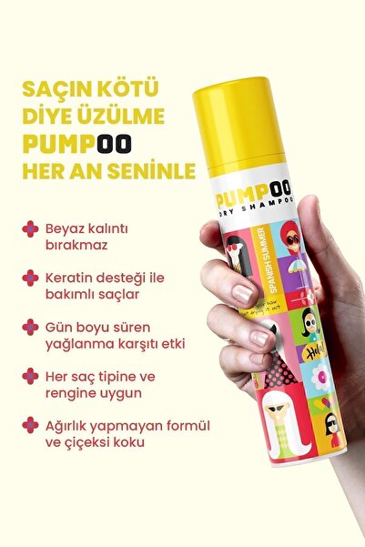 Pumpoo Spanish Summer Kuru Şampuan 200 ml | Ferah Saç Görünümü | Kalıntı Bırakmaz