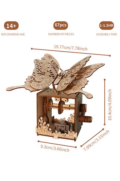 Choice 3d Wooden Puzzle Hand Butterfly Music Box You Are My Sunshine Handmade Assembly Model Kit Holiday...