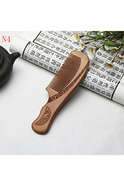 Choice مشط N4 من خشب الخوخ الطبيعي، أسنان قريبة، مضاد للكهرباء الساكنة، تدليك...