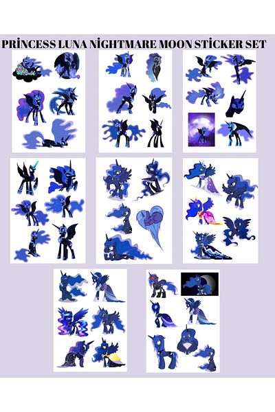 Studio D arte DIY KIT 8 Pack My Little Pony Nightmare Moon and Princess Luna Agenda Phone Tablet Sticker