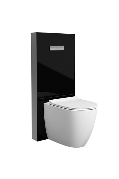VitrA Cadru WC cu rezervor din sticla negru 3/6 pentru montaj WC lipit de perete