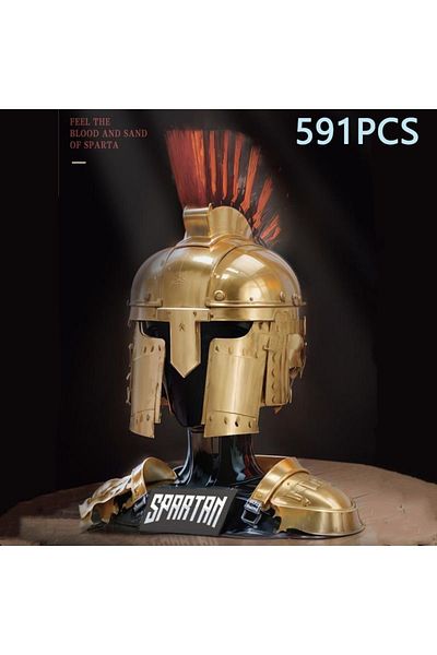 AMAZINGBLOKS Spartan Helmet 591PCS Spartan Helmet Building Blocks Ancient Greek Heavy Infantry Decorative Helmet