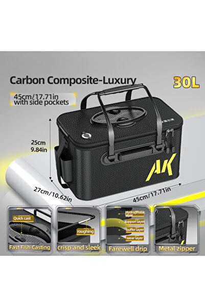 Choice حاوية صيد YUZHIYUAN مُحسّنة بسعة 30 لترًا قابلة للطي ومحمولة ودلو أسما...