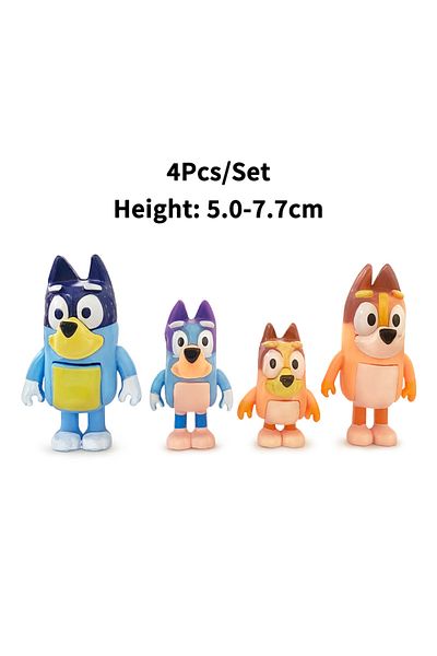 Choice 4Pcs 4Pcs/Set Bluey Family Bingo Character Model Decorations Cute Puppy Movable Decorations Pvc Char