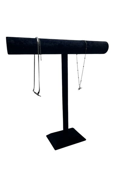 MeGass Dekor Suede Coated Black Color 42/40 cm Long Necklace - Rosary Display Stand