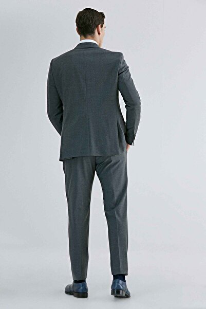 Tween Slim Fit Gri Düz Yün Karişimli Takim Elbise