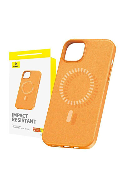 Baseus Fauxther Series Magnetic Phone Case - for iPhone 15 Pro - Sunset Orange