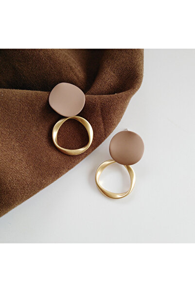 Choice Brown earrings Brown Geometric Round Dangle Earings Vintage Matte Drop...