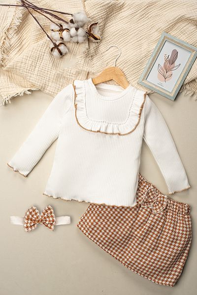 Mai Perla Rochie Copii Fete Fusta Houndstooth Badi Set