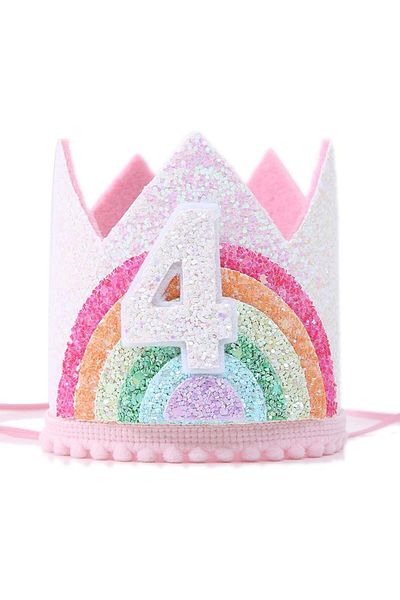 Choice 4 Felt Rainbow Theme Birthday Party Crown 1st 2nd 3rd Happy Birthday Party Decor Kids Baby Shower P.