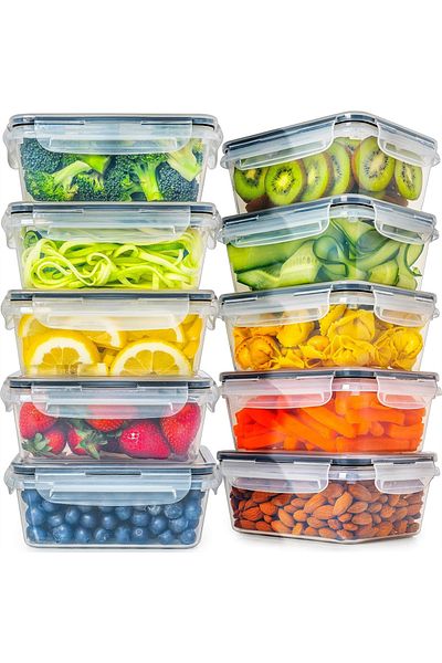 Choice Clear Kitchen Food Contianers Set, Microwave Dishwasher Safe Bpa Free 10pcs 840ml Containers Set Wit